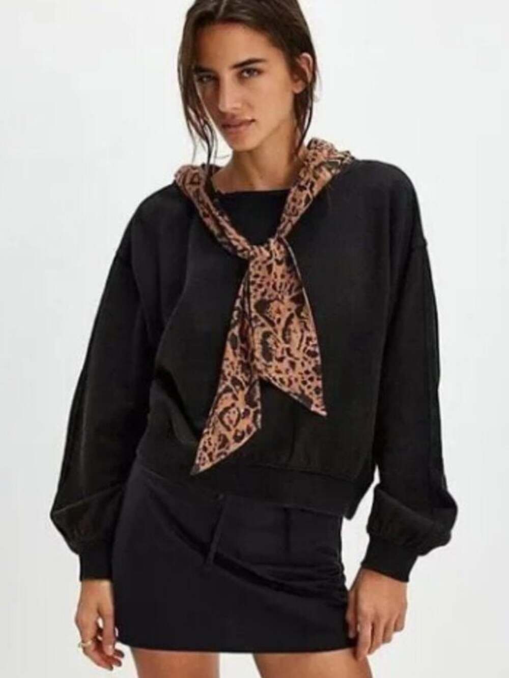NWOT Free People Headscarf Hoodie Animal Print Small *Can fit Medium
